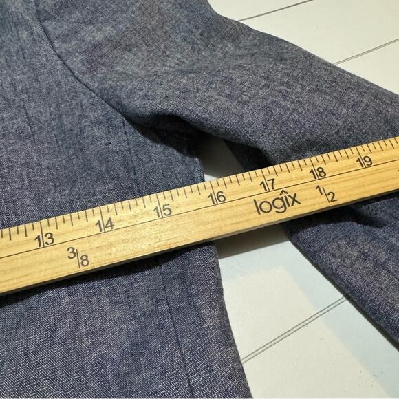 J Crew Regent Ruffle Chambray Denim Blazer‎ Jacket Women’s Size 00 - Picture 4 of 5